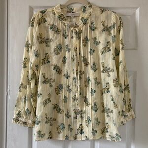 Loft Ann Taylor 3/4 Sleeve Floral Blouse Size L